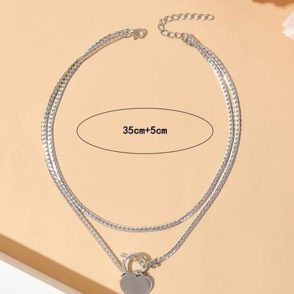 Heart Charm OT Buckle Layered Necklace - Picture 3 of 3